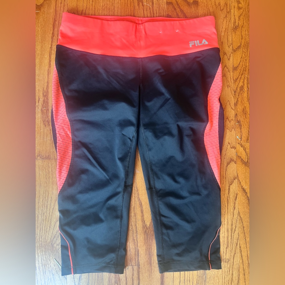 Coral and black leggings